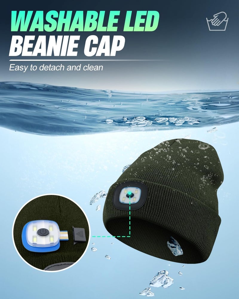 MOXTOYU Unisex Beanie with Light, USB Rechargeable LED Headlamp Hat, Christmas Stocking Stuffers Gifts - Image 3